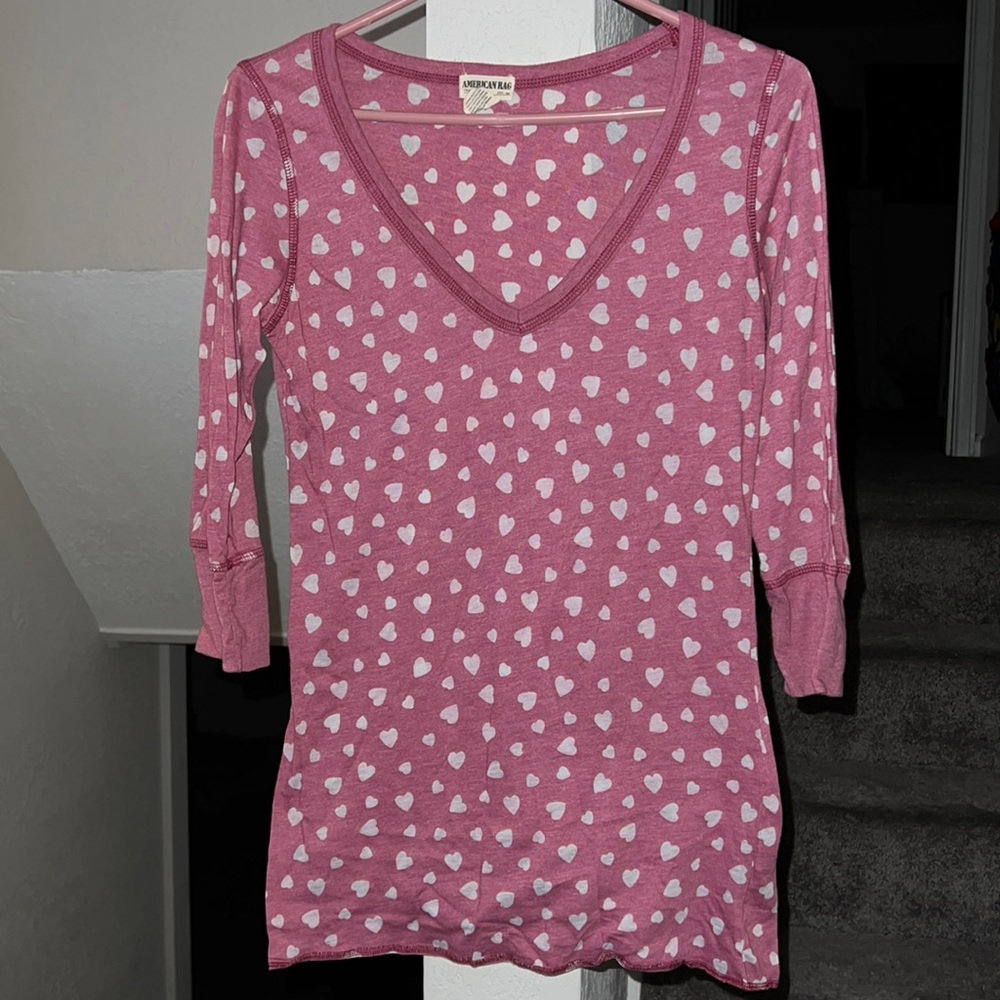 Large heart t shirt quarter length sleeves